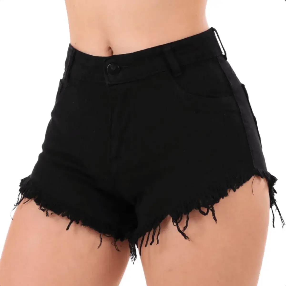 Short Jeans Feminino Cintura Alta Com Lycra
