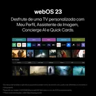 Interface webOS 23 da Smart TV Profissional LG 43LR671C-B com menu de aplicativos.