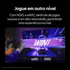 Smart TV Profissional LG 43LR671C-B exibindo jogo de corrida com a palavra WIN