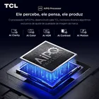 Infográfico do processador AIPQ da Smart Tv Tcl 50 P7k com luzes azuis.