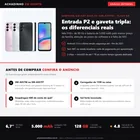Infográfico da análise editorial Achadinho: Samsung Galaxy A05s 4G (SM-A057M) 128 GB - entrada P2, gaveta tripla com microSD dedicado, Android 15 como última versão e sem NFC no Brasil