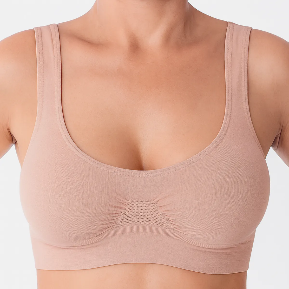 Sutiã Lupo bege sem costura com franzido central.