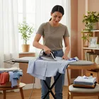 Tabua De Passar Roupa Reforçada Com Porta Ferro 3 Alturas Cor Preto Liso usada.