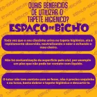 Fundo laranja, texto roxo e branco, benefícios do Tapete Higiênico Espaço De Bicho