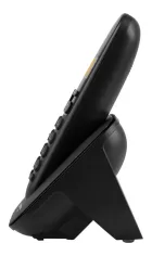 Telefone Sem Fio Intelbras Ts 3110 preto na base, com botões e visor.