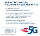 Texto azul e vermelho, logo 5G e TIM, com a frase Tim Chip.