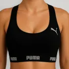 Top Puma preto com logo e faixa PUMA prateados