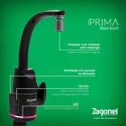 Torneira Elétrica Prima Touch Zagonel preta com bica curva e luz vermelha