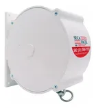 Varal de parede recolhível branco com logo Seca Fácil Trevisan e anel metálico