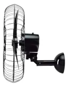 Ventilador preto de parede com grade e pás escuras