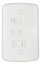 Placa de parede branca com três interruptores para Ventilador De Teto Ventisol Fênix